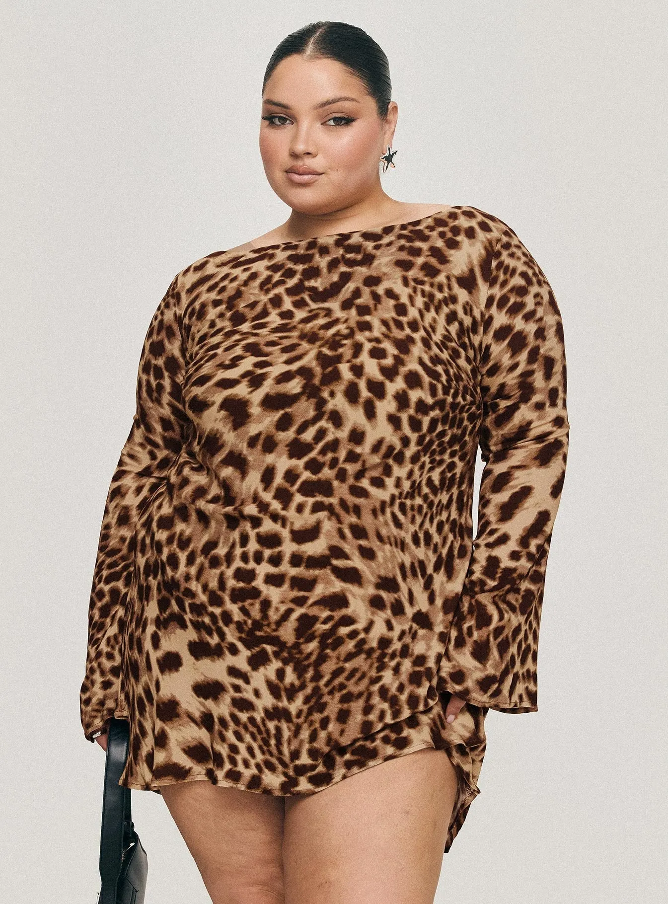 Halo Bias Mini Dress Leopard Curve Pleated-Texture Light Outfit