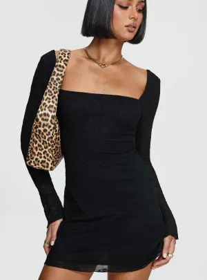 Lanchester Long Sleeve Mini Dress Black Upgrade-Option Evening Motion
