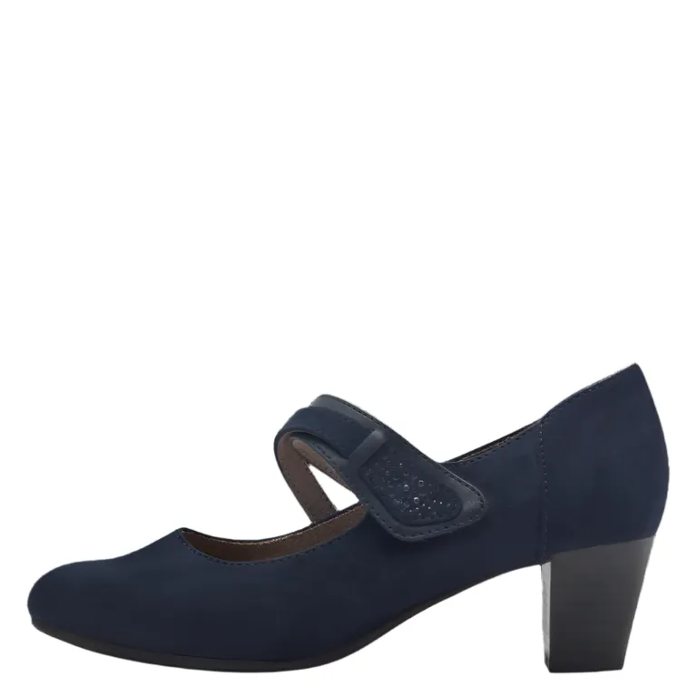 Peep Toe Leather Pumps Jana Womens Shoe 8-24464-42 Navy