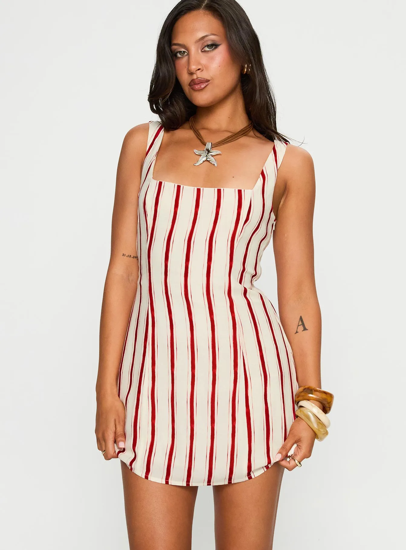Effortless Pair Maris Mini Dress Red Stripe