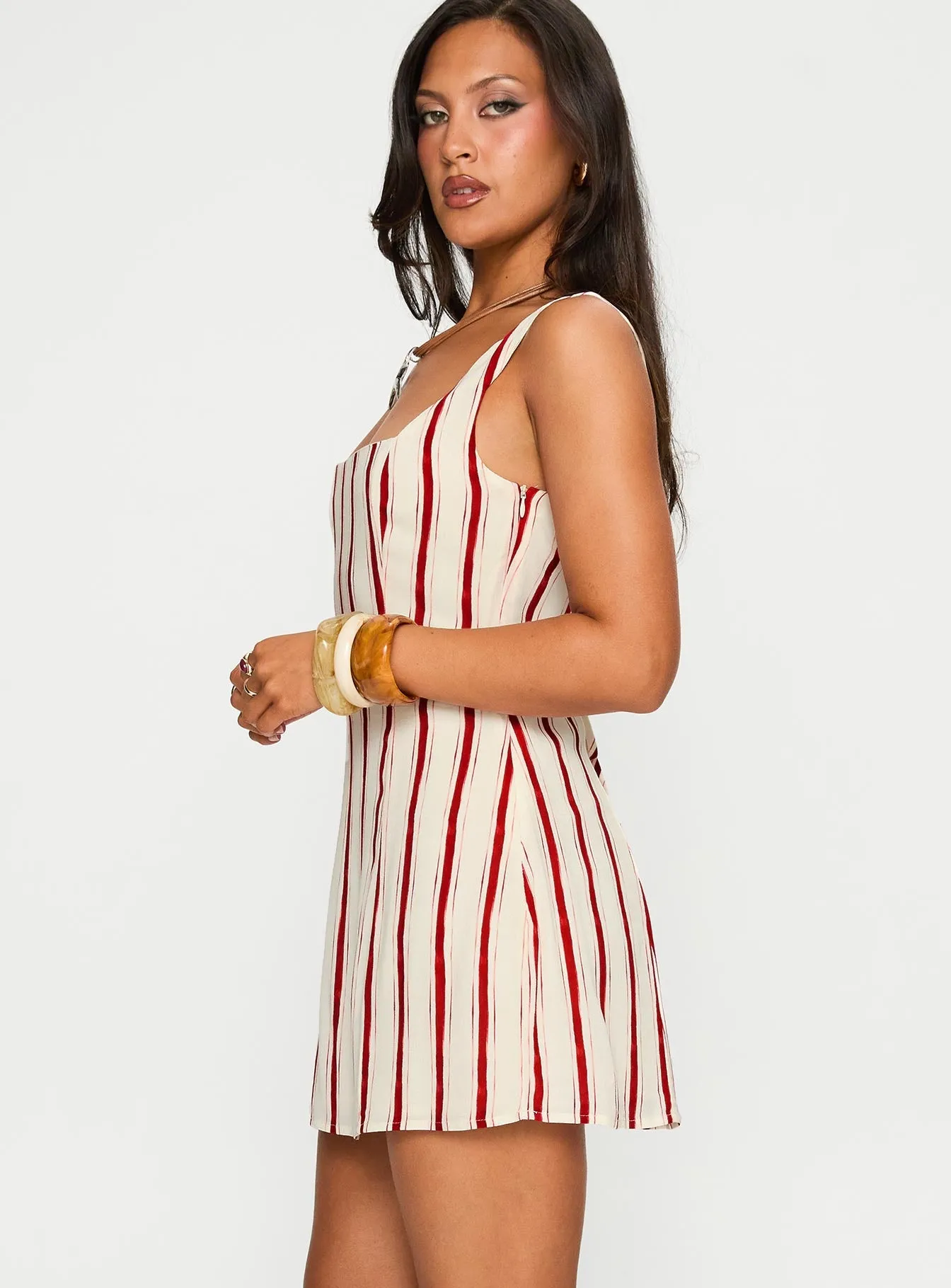Maris Mini Dress Red Stripe Crisp Silhouette