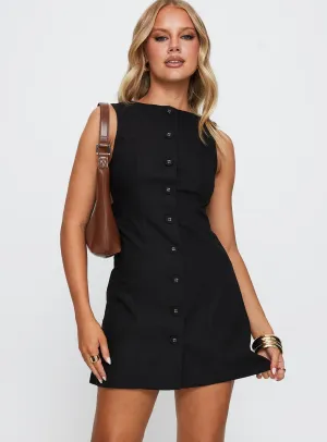 Common Sense Mini Dress Black Office Layer Sleek and Flattering