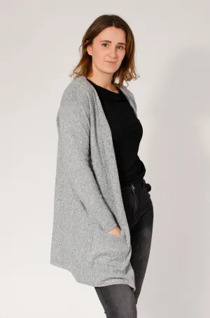 Open Front Pocket Cardigan Fall Comfort Minimalist Button Placket