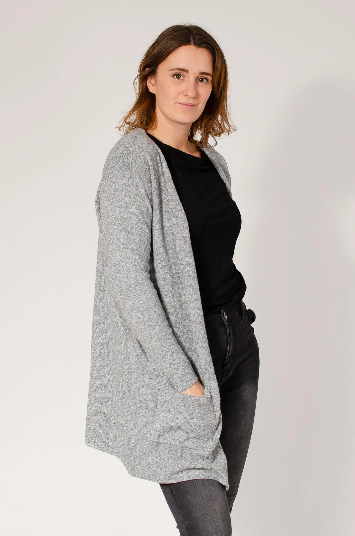 Day To Day Open Front Pocket Cardigan