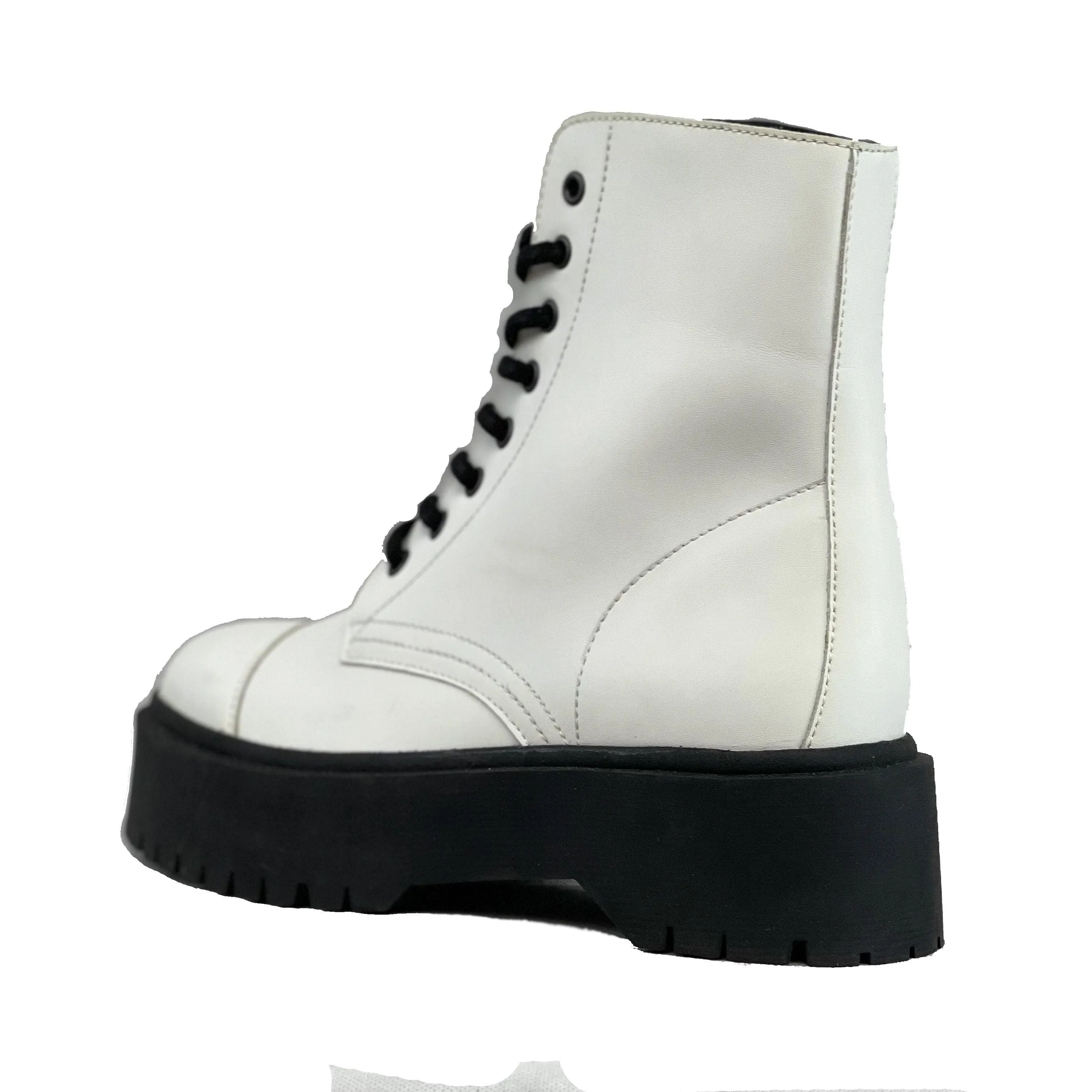 Dynamic Arch Frame 'Leela' vegan-leather boot with stacked sole for women by Zette Shoes - white