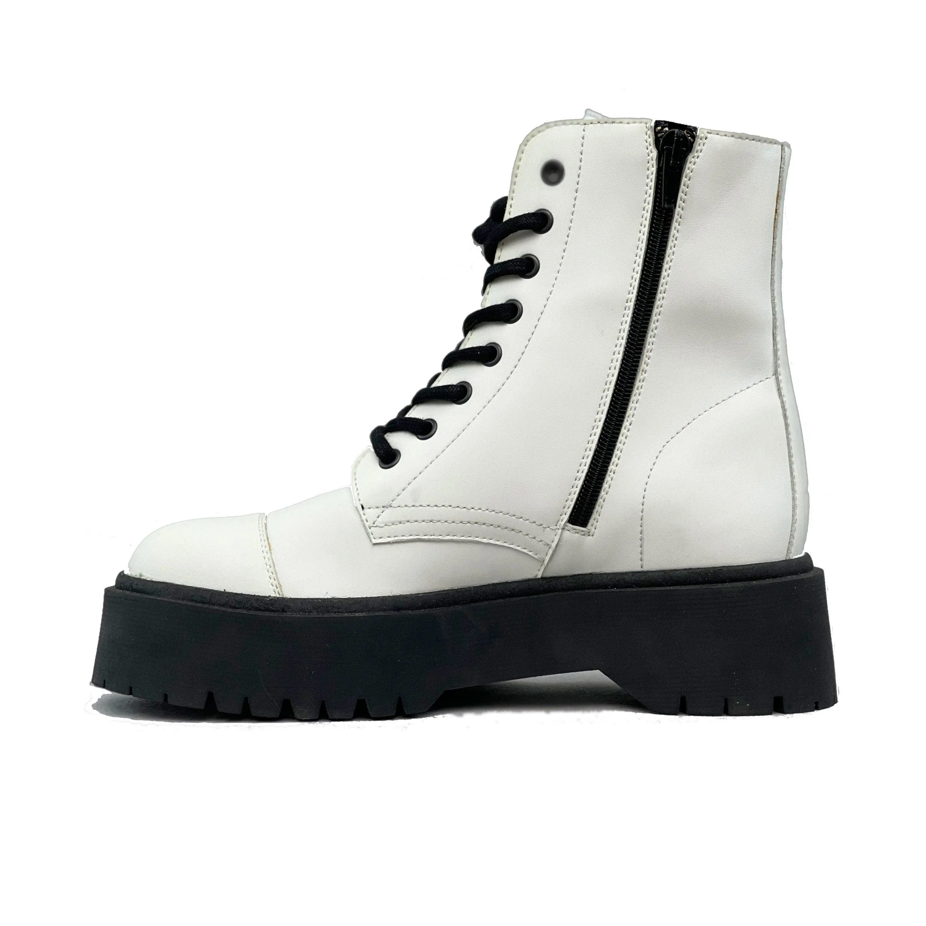 Snow Ready puncture resistant 'Leela' vegan-leather boot with stacked sole for women by Zette Shoes - white