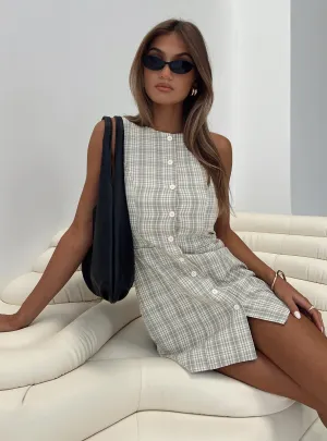 Layering-Piece Good Manners Mini Dress Sage Check