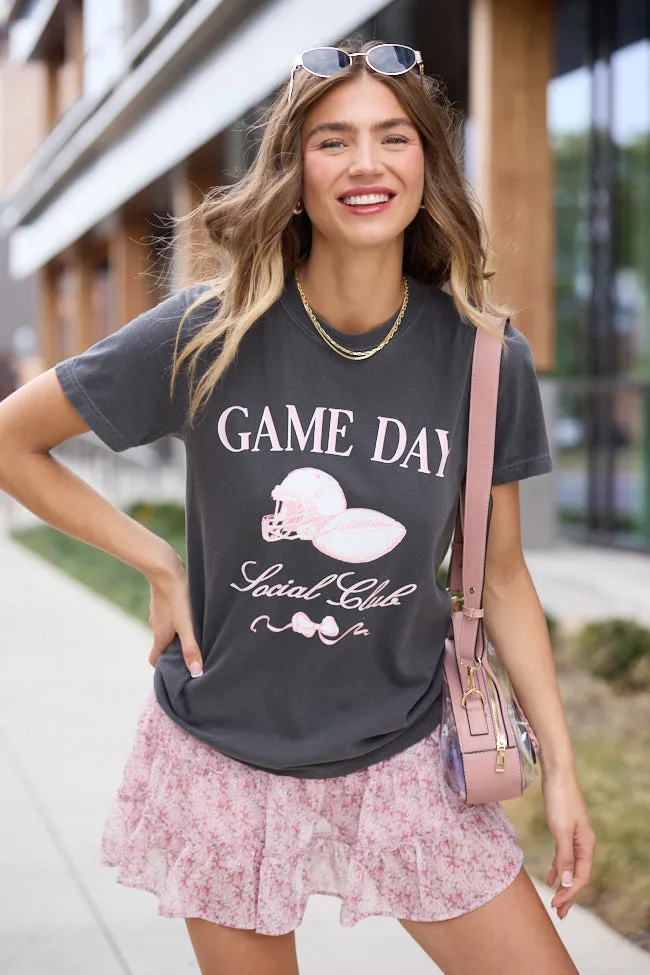 Polka Dot Pattern Game Day Social Club Dark Grey Graphic Tee