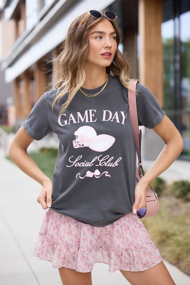 Modern Style Trend Comfortable Stretch Game Day Social Club Dark Grey Graphic Tee