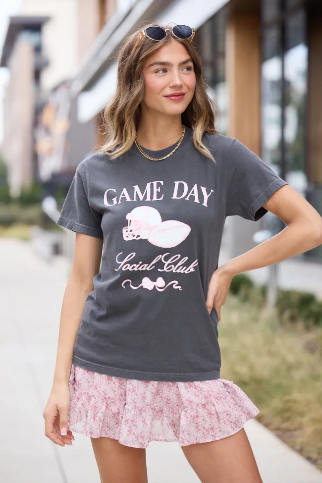 Game Day Social Club Dark Grey Graphic Tee Fade Resistant Dye All Purpose Wear
