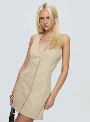 Japan Line Holiday-Party Fenny Mini Dress Beige