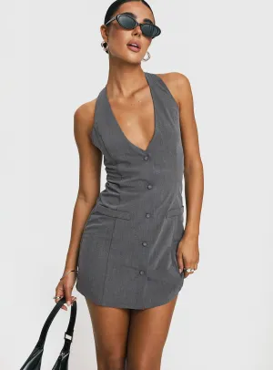 Layered Look Curve Friendly Fenny Mini Dress Grey