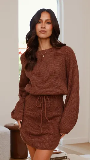 Feya Knit Mini Dress - Chocolate Quick Dry Knitwear All Day Comfort
