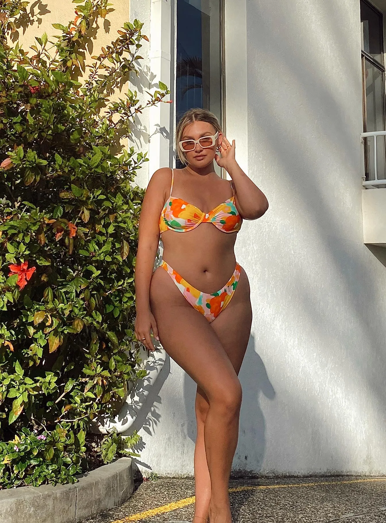 Ellie Underwire Bikini Top Yellow Floral Outdoor Fun Mesh Ventilation Zones