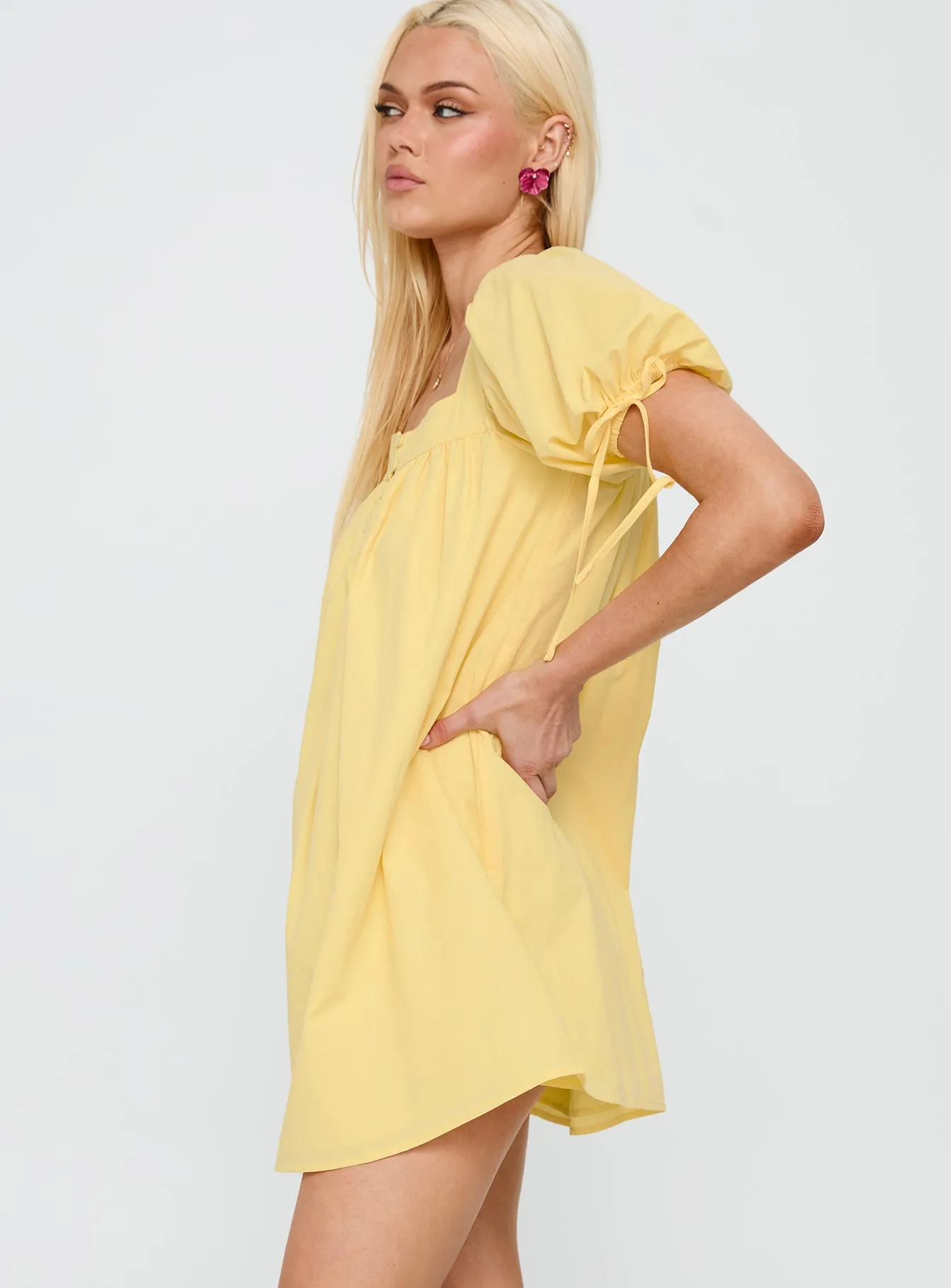 Flare Hem Body Ease Lilibet Mini Dress Lemon
