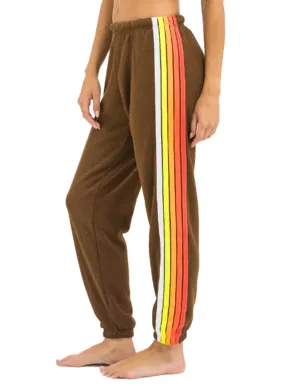 5 Stripe Sweatpants, Chocolate/White Neon BreathableMaterial
