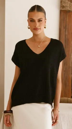 Cozy Moments All Day Wear Stelaria Knit Top - Black