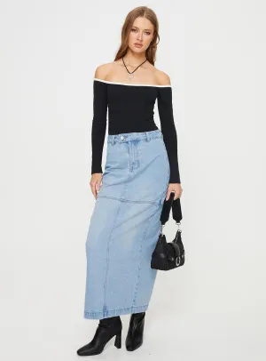 Markanna Denim Midi Skirt Light Wash Chill Mood