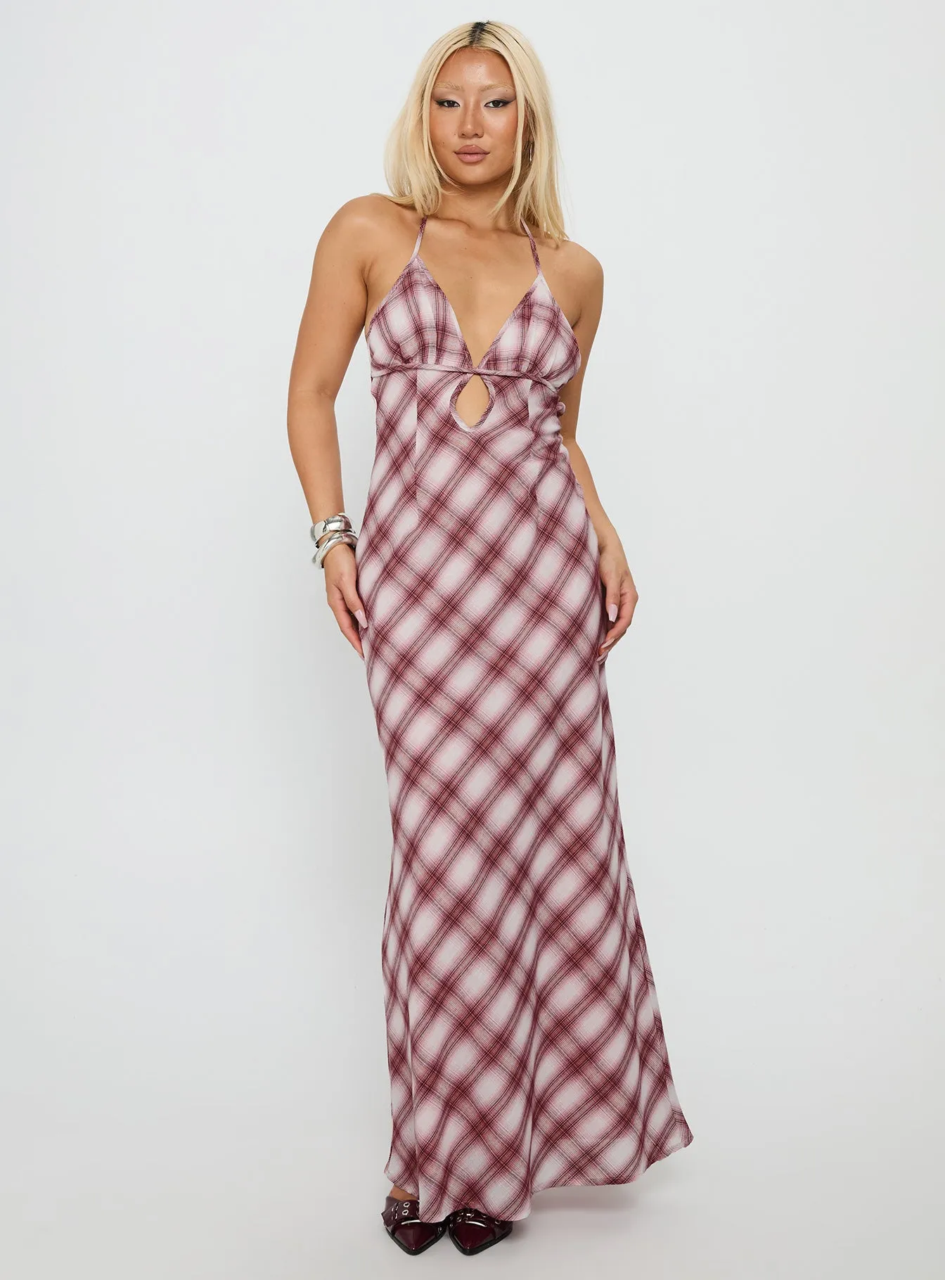 Momentous Backless Halter Maxi Dress Multi Mood Friendly Daily Form