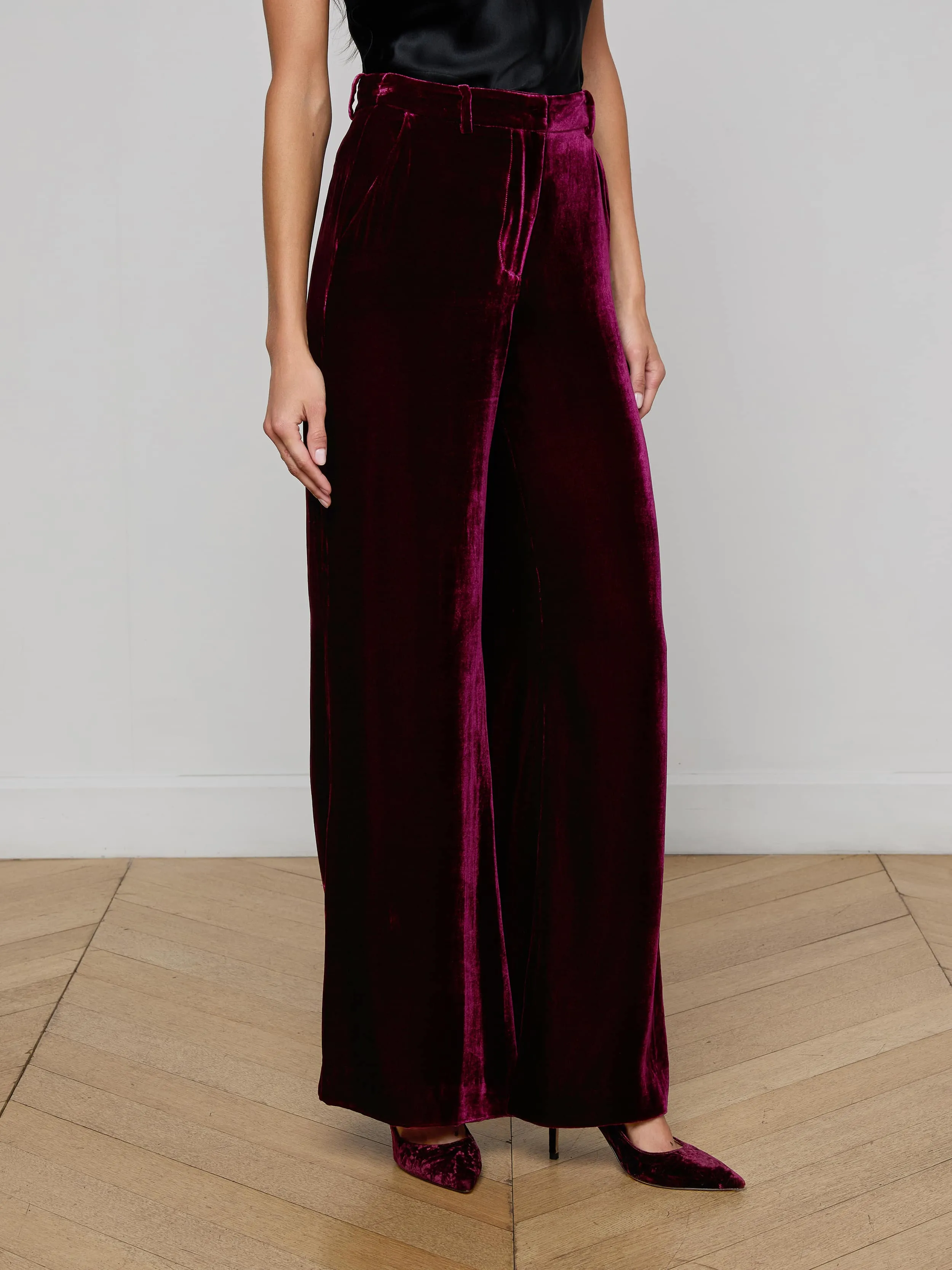 Pilar Velvet Wide-Leg Pant Frayed hem Quick Movement Wear