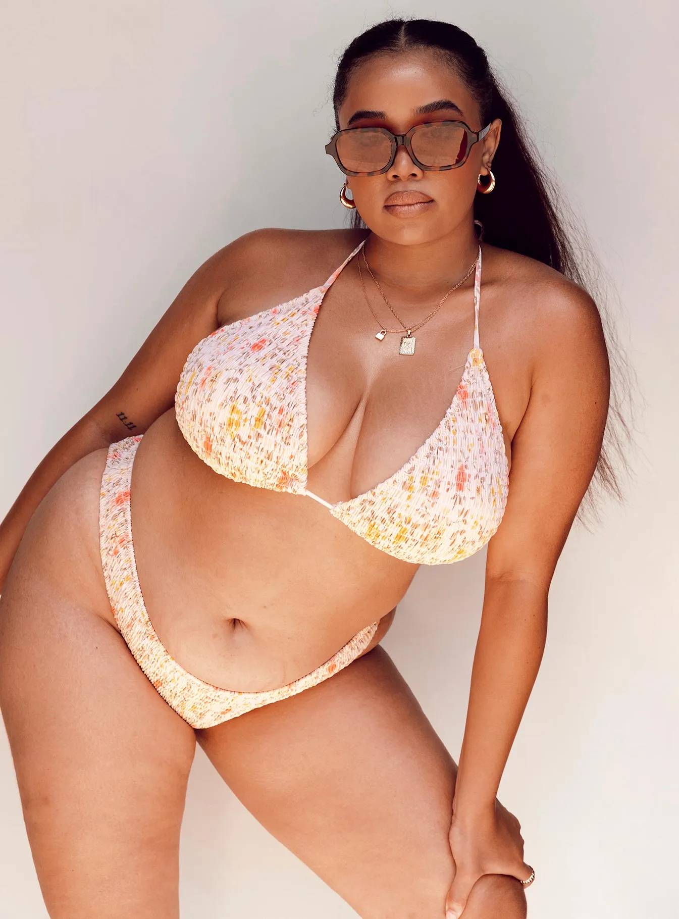 Coastal Charm Blanca Bikini Top Beige Curve