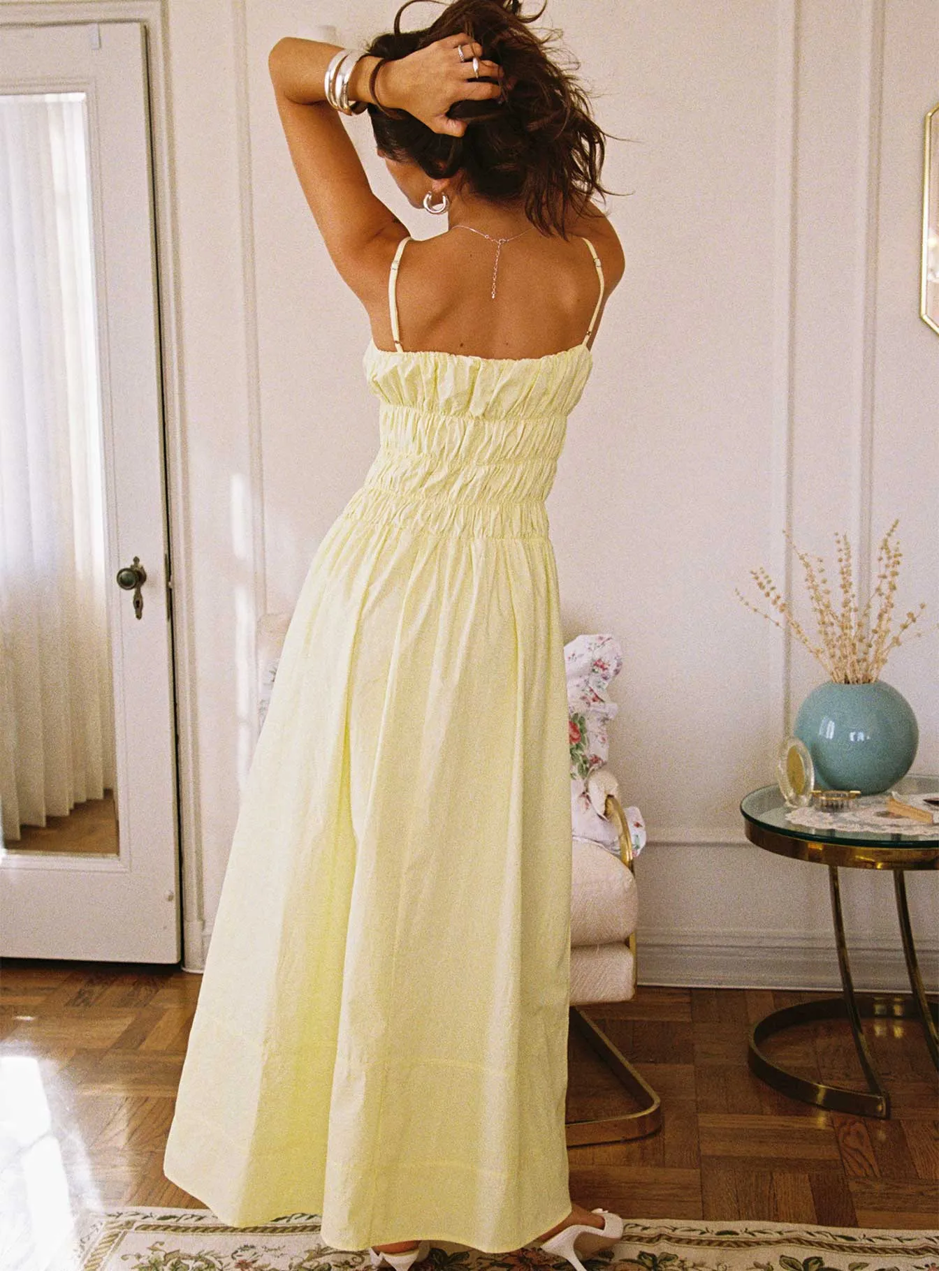 Seasonal Style Loralei Shirred Maxi Dress Yellow