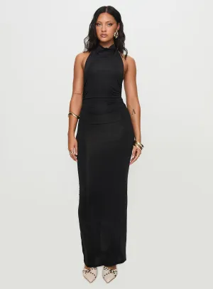 Contrast-Panel Giggle Maxi Dress Black