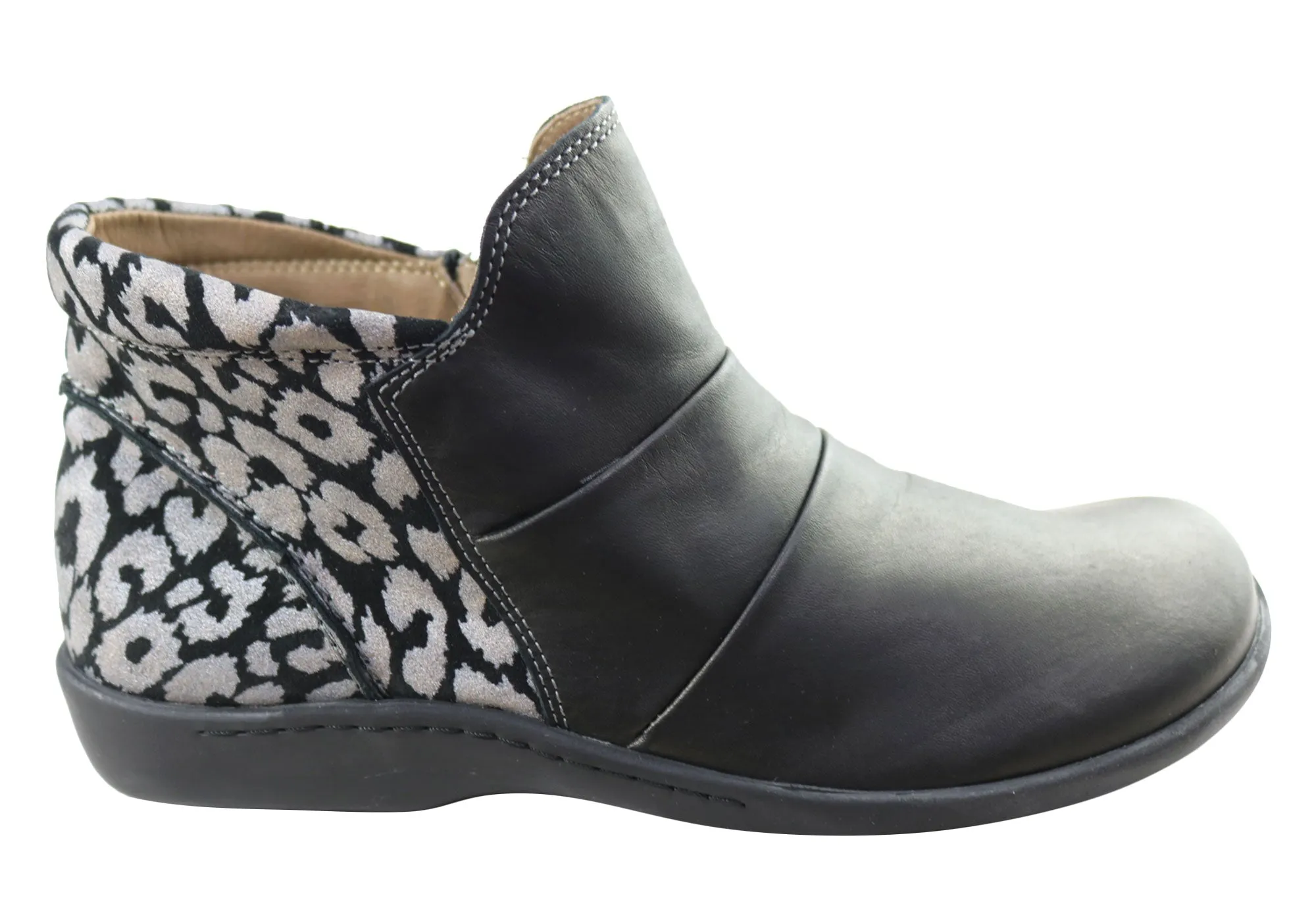 Velvet Texture Work Terrain Flex & Go Katrina Womens Comfort Leather Ankle Boots Made In Portugal