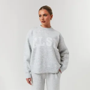 Soft Hoodie Knit Crewneck | Light Grey Marl