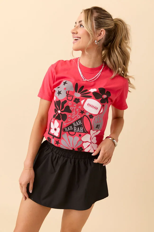 Floral Football Icon Print Paprika Graphic Tee SALE Everyday Comfort Versatile Performance