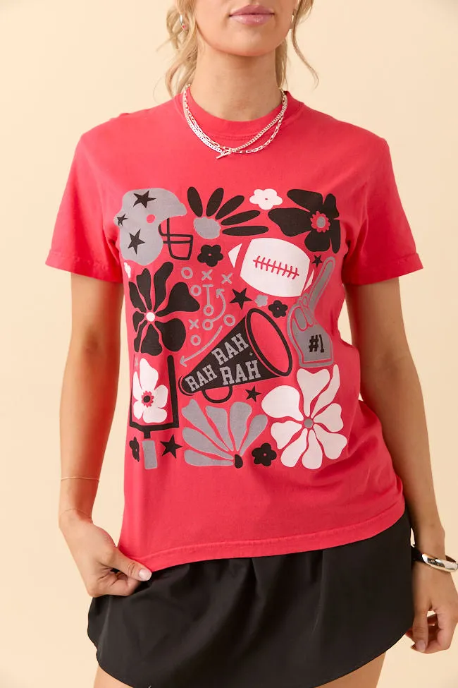 Floral Football Icon Print Paprika Graphic Tee SALE EthicalProduction