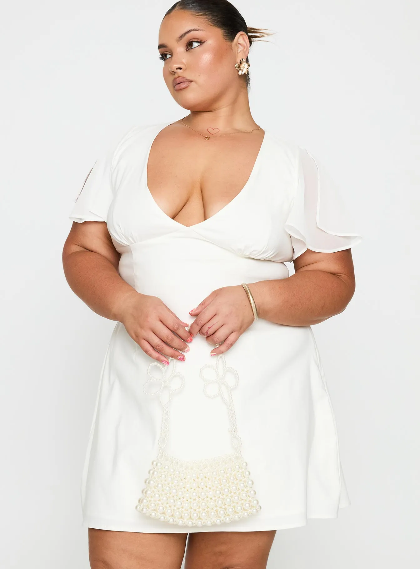 Flattering Layer Florie Corset Mini Dress White Curve