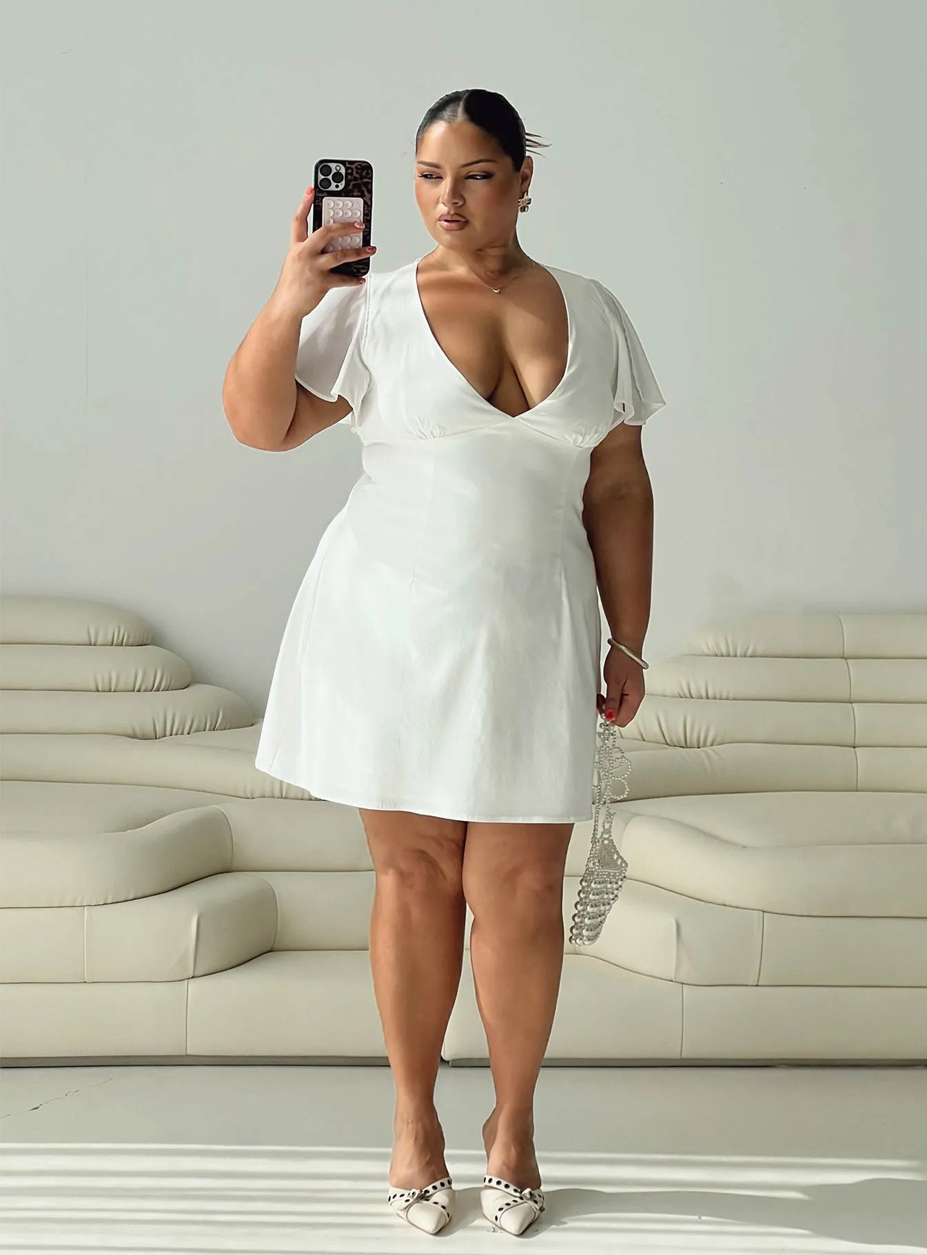 Florie Corset Mini Dress White Curve Smart Vibe Sleek Texture