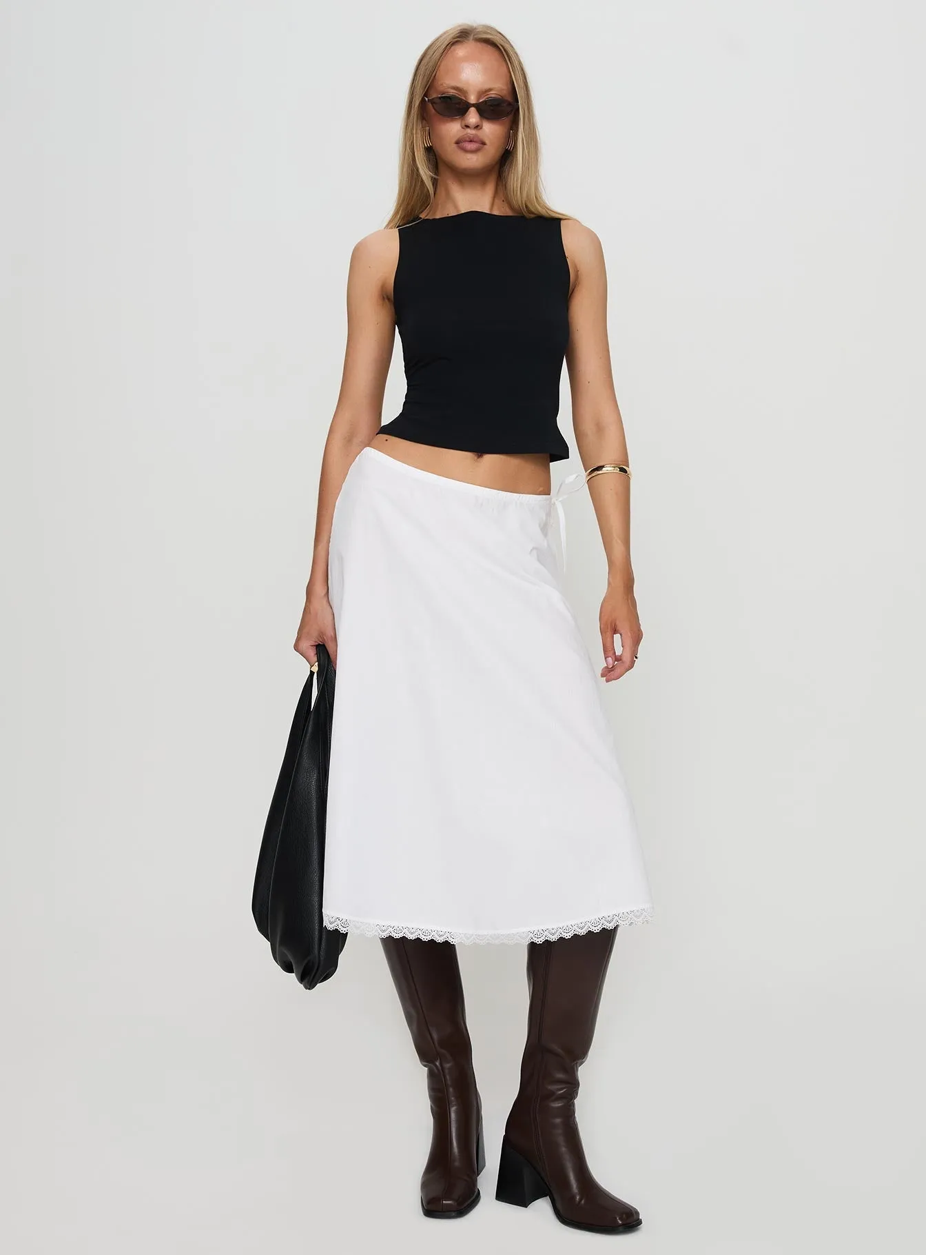 Taka Midi Skirt White Local Artisan