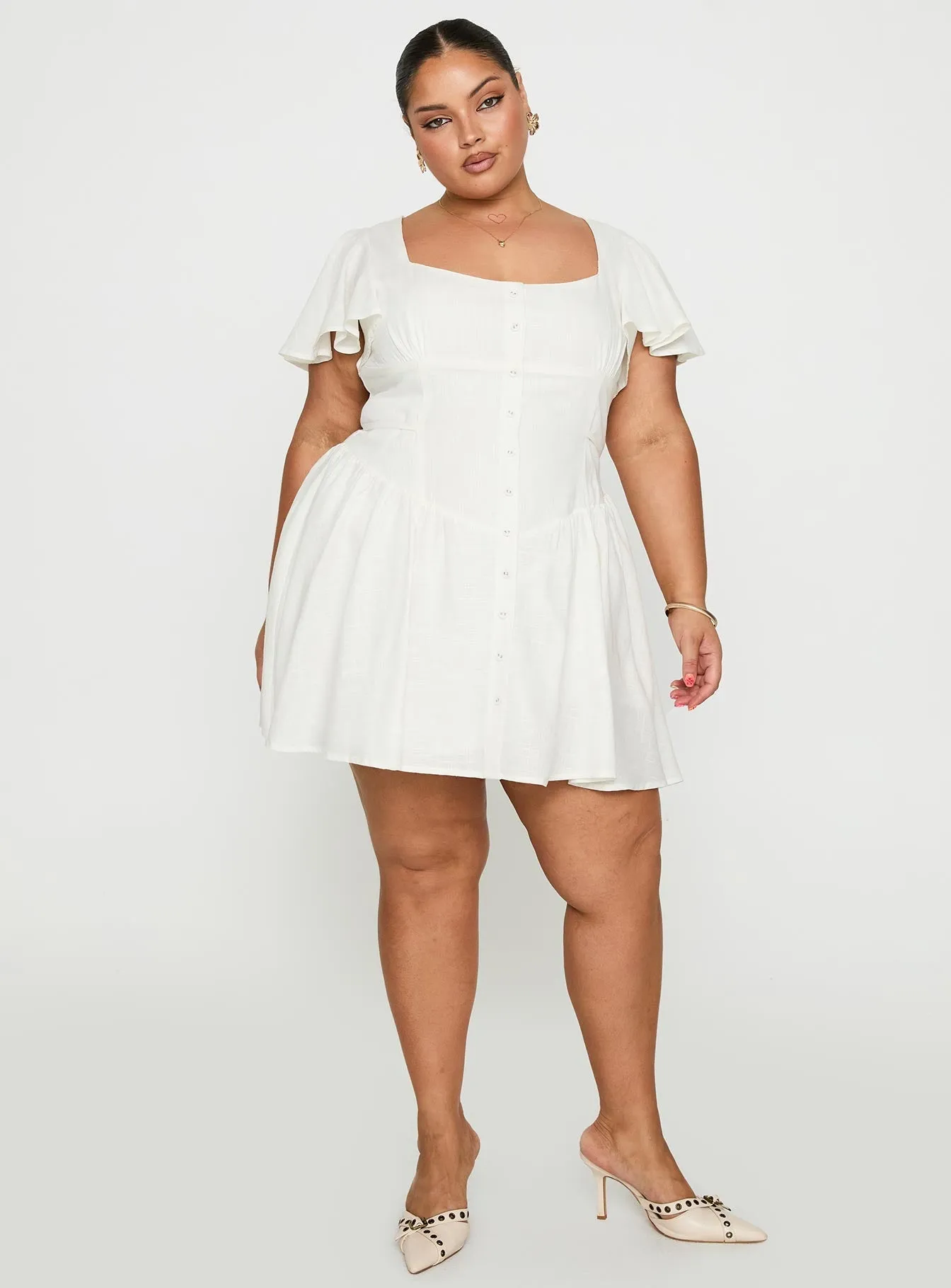 Breathable Material Forever More Mini Dress White Curve