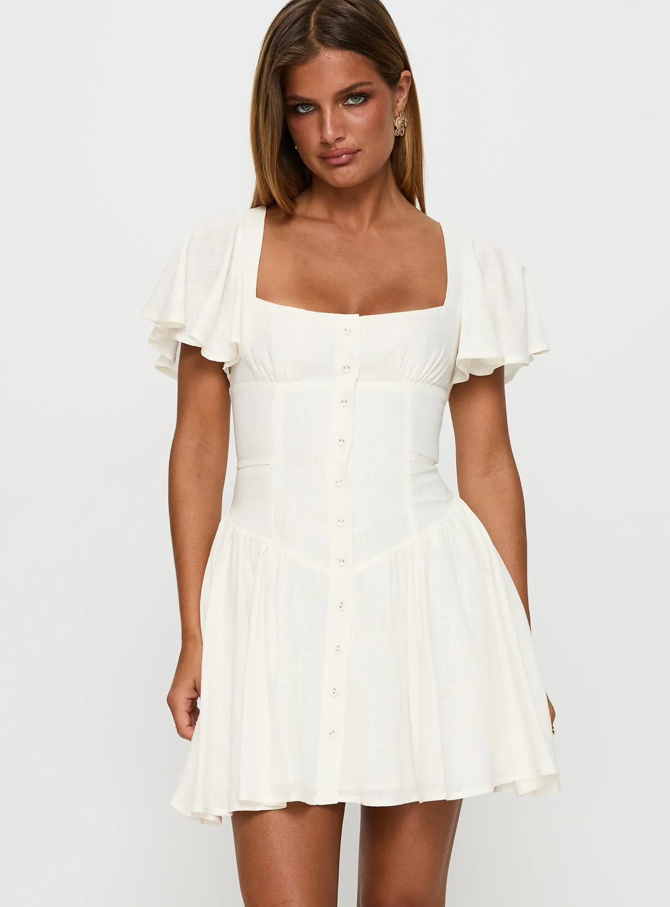 Forever More Mini Dress White Silk Flow