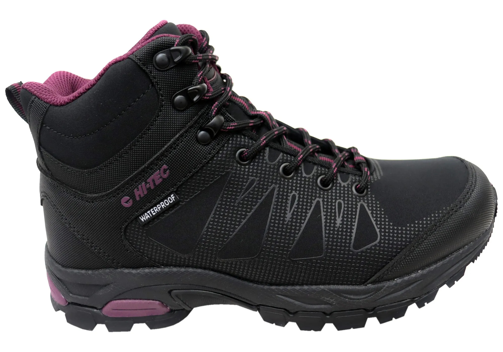Hi Tec Womens Raven Mid WP Waterproof Comfortable Hiking Boots Canvas Material