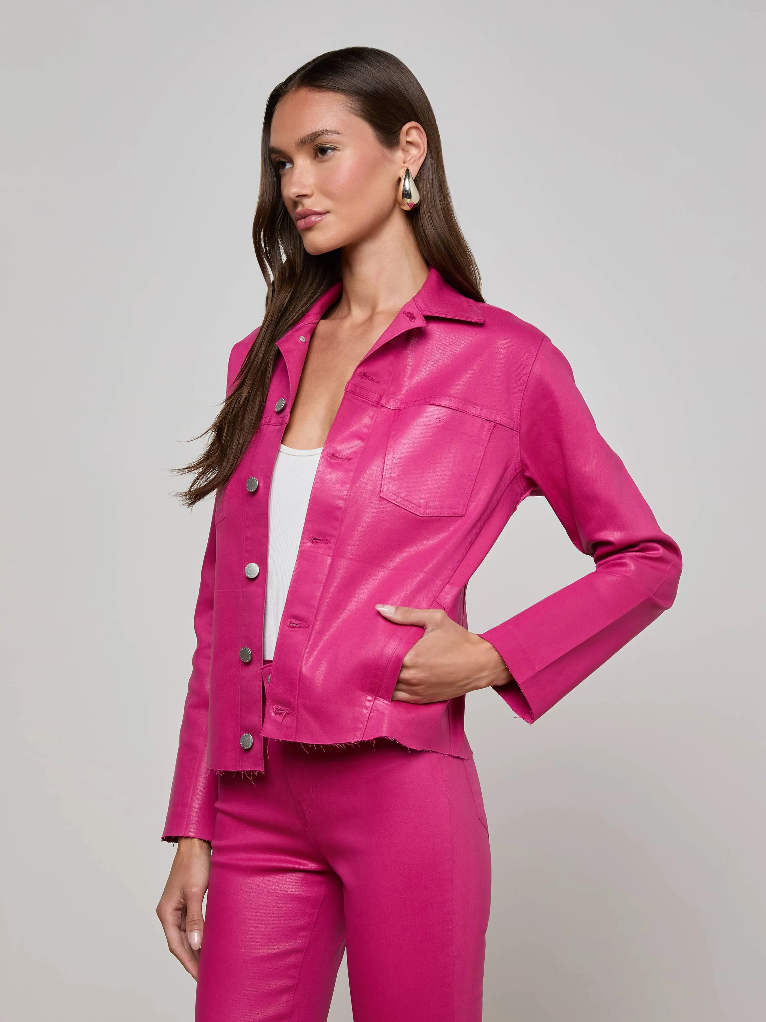 Janelle Coated Jean Jacket Ventilated Mesh Lining