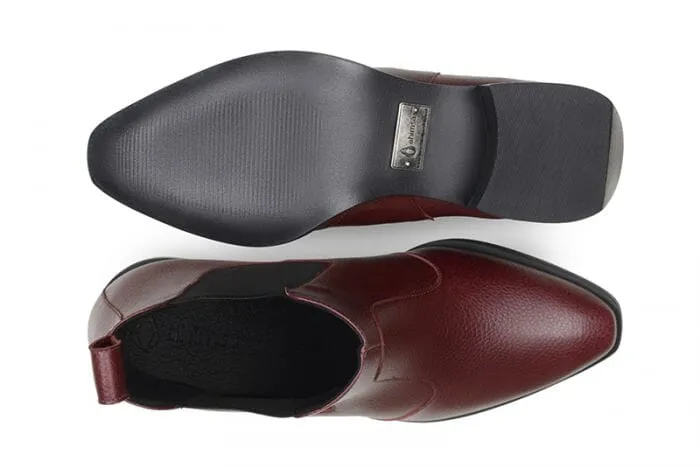 'Francesca' women's pull-on bootie by Ahimsa - burgundy Durable Shell Windy Weather