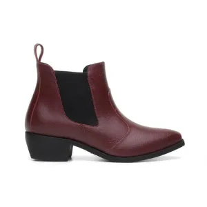 'Francesca' women's pull-on bootie by Ahimsa - burgundy Protective Cushioning Country Side