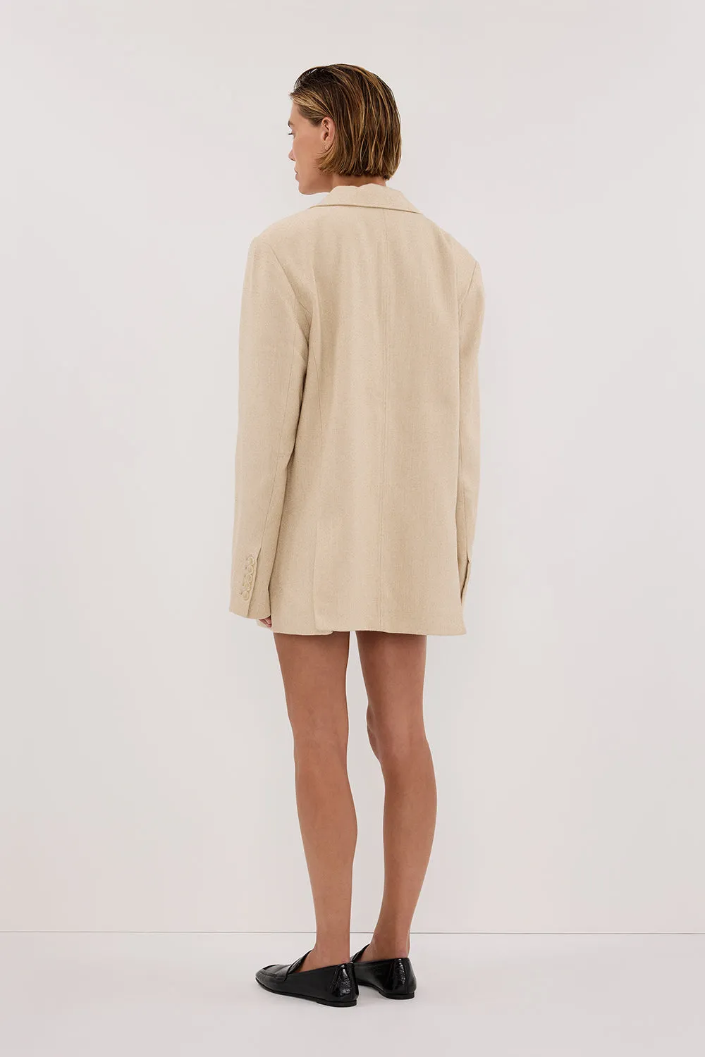 Soft Layers FRANKIE OAT OVERSIZED TWEED BOYFRIEND BLAZER