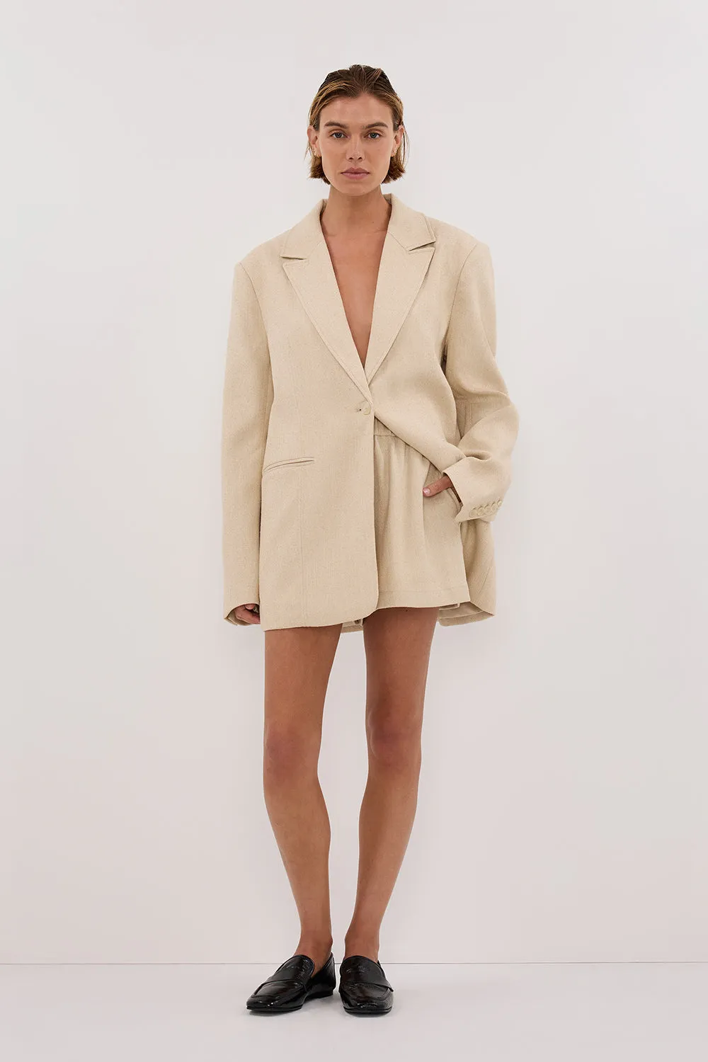 Chill Proof Style FRANKIE OAT OVERSIZED TWEED BOYFRIEND BLAZER