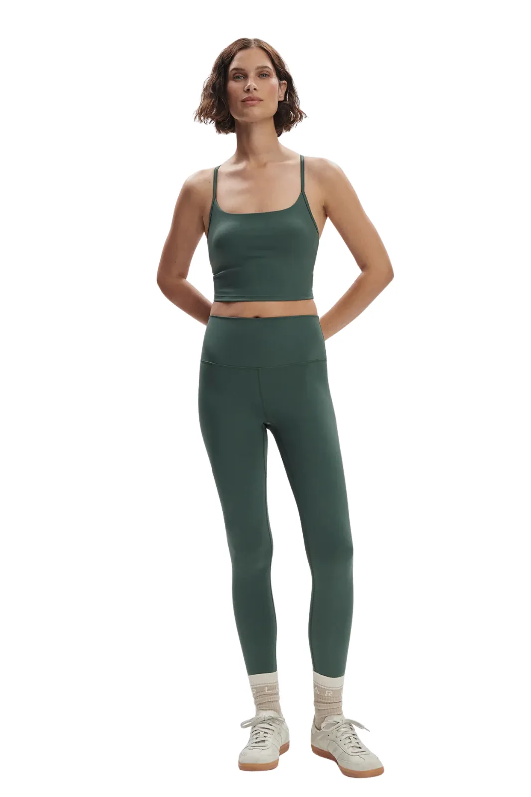 Tummy Control For Men Double Layer Freesoft High Rise Legging 25", Cilantro