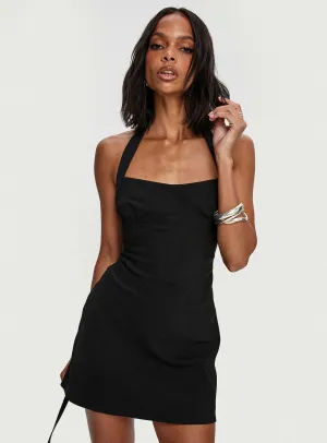 Cabaret Halter Mini Dress Black Chill Detail Feminine Charm