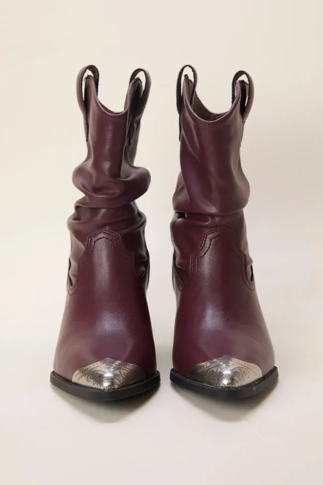 Ground Force Heather Claret Slouch Boots Emily Fauver X Pink Lily