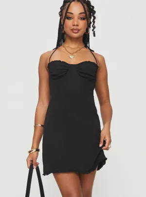 Fusilloni Mini Dress Black Sculpted Detail