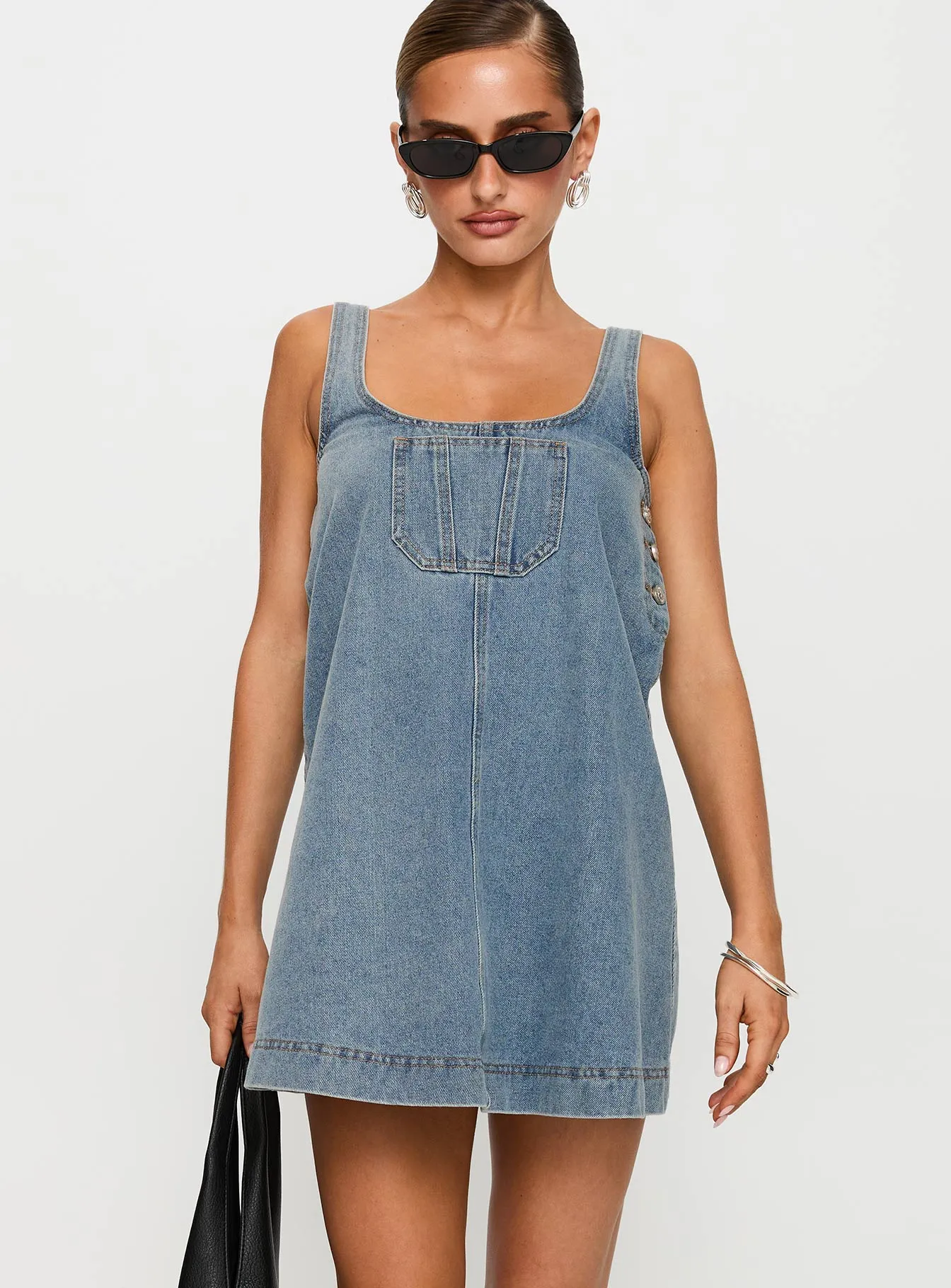 State Of Mind Mini Dress Blue Denim Flattering Silhouette Wear