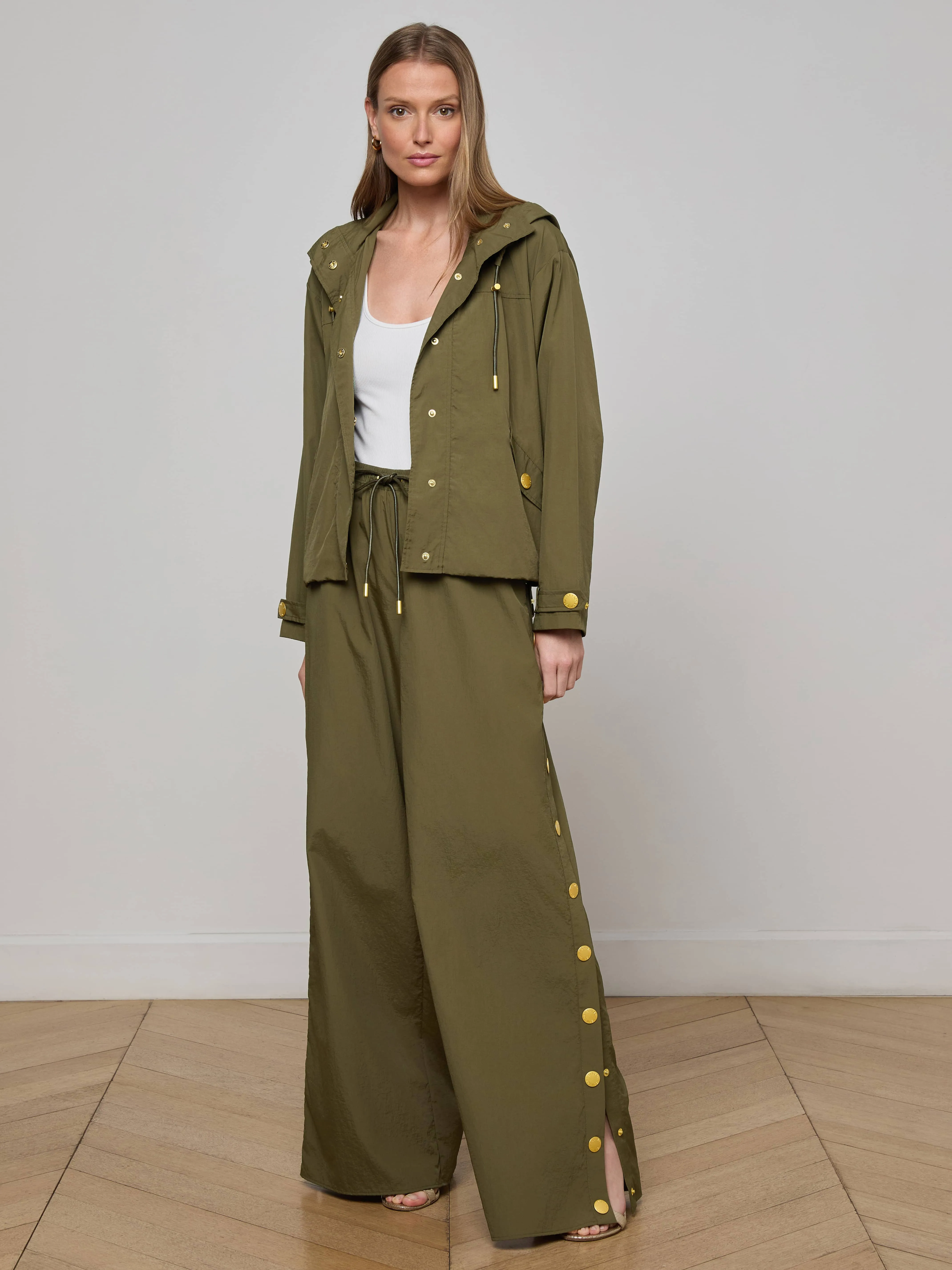 Geovana Hooded Windbreaker Hooded Attachment Durable Stitching