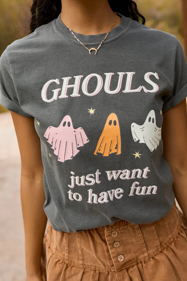 Cozy Essentials Ghouls Just Want To Have Fun Dark Grey Graphic Tee SALE