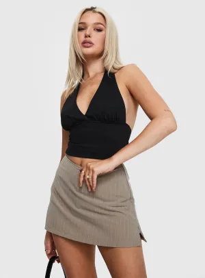 Flat Lay Collar Gigi Skort Beige Pinstripe